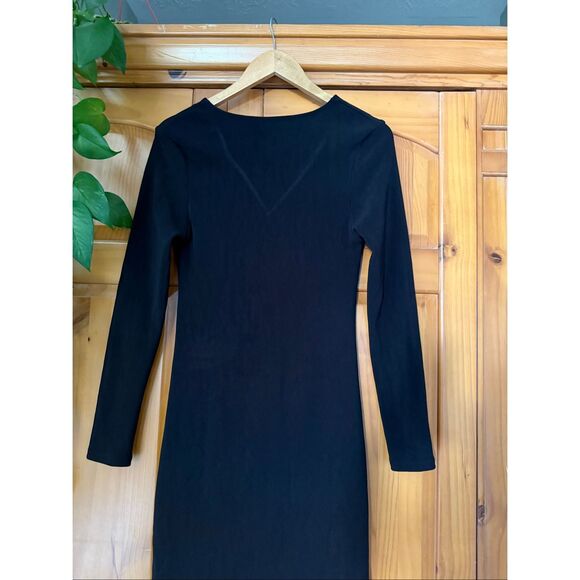 Zara Ottoman Knit Dress V Neck Ruched Front SZ XL - Picture 6 of 14